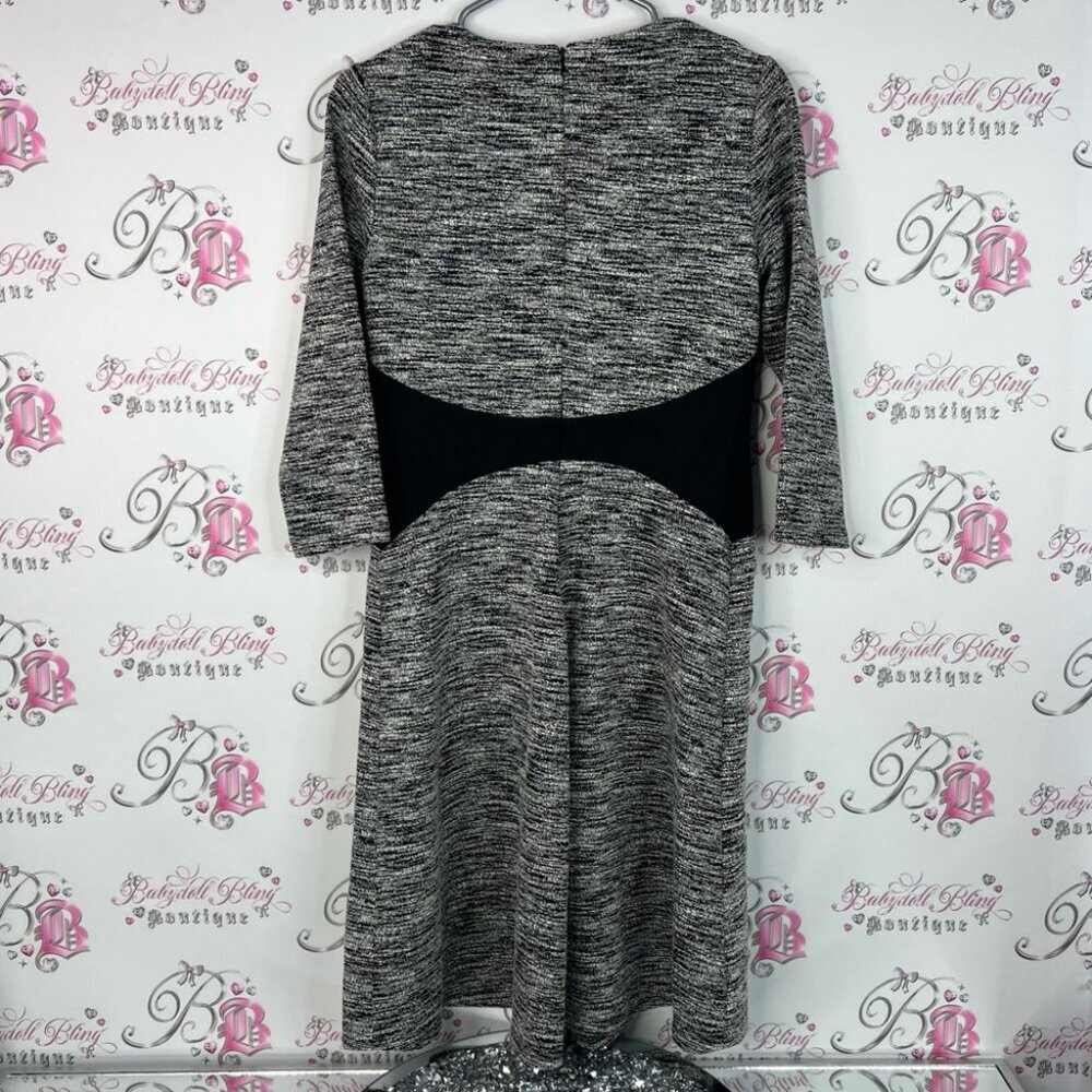 Calvin Klein dress long sleeve black white knit Monochrome Knit Dress - Picture 2 of 11